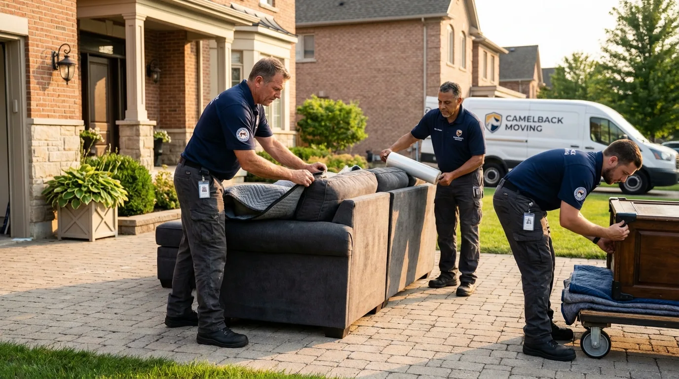 Large estate moving crew wrapping furniture in Bemidji, MN